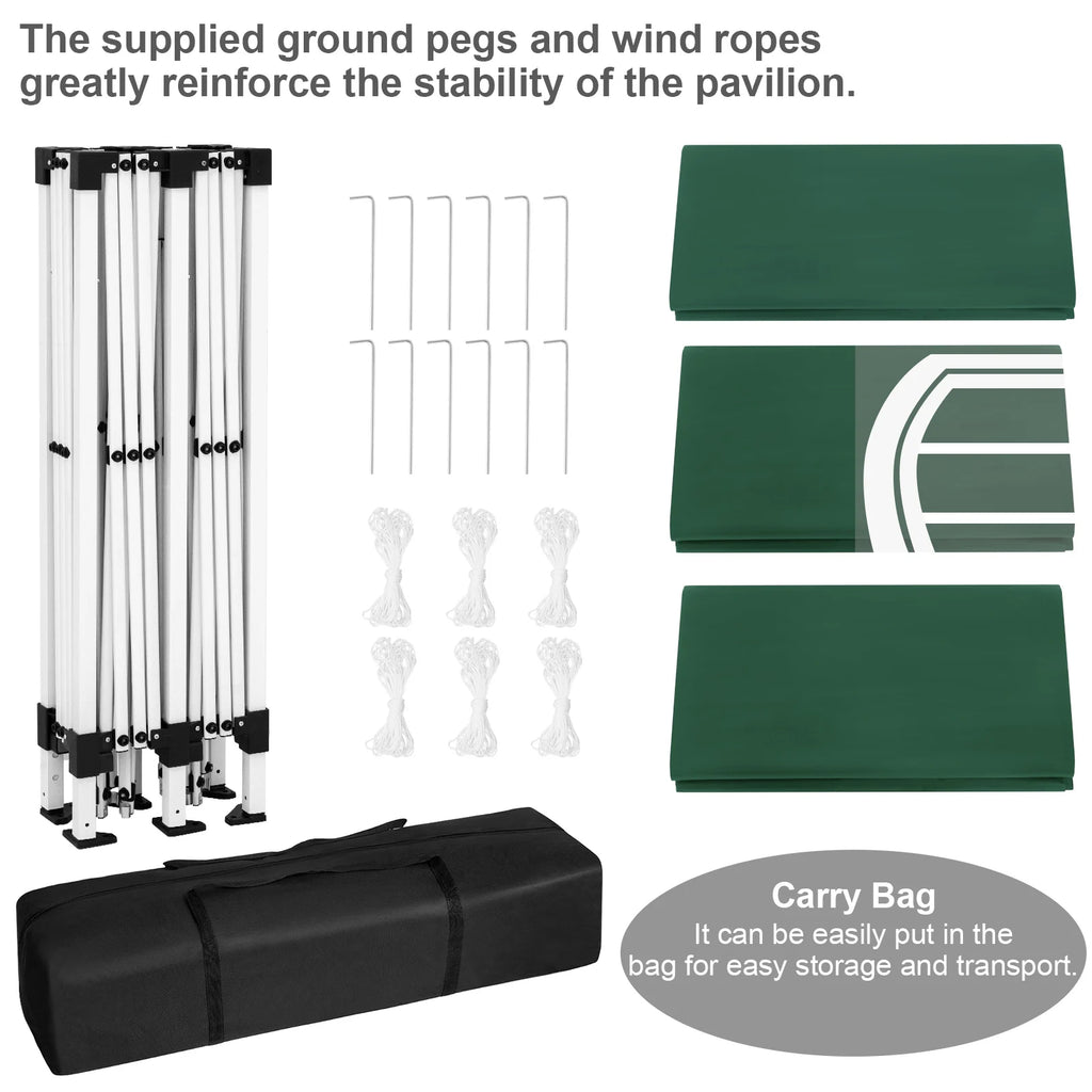 Folding Pavilion Gazebo 3x6m Garden Canopy with 6 Sidewalls Adjustable Height