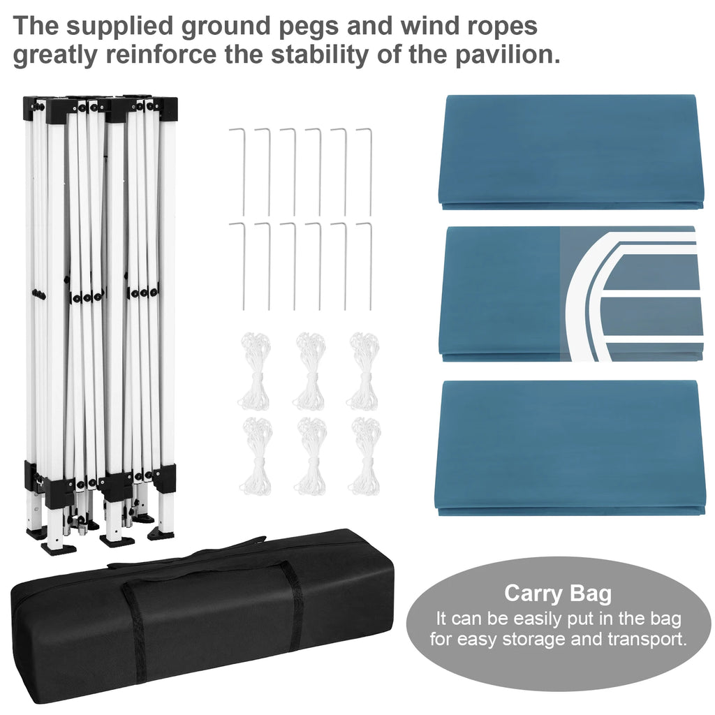 Folding Pavilion Gazebo 3x6m Garden Canopy with 6 Sidewalls Adjustable Height