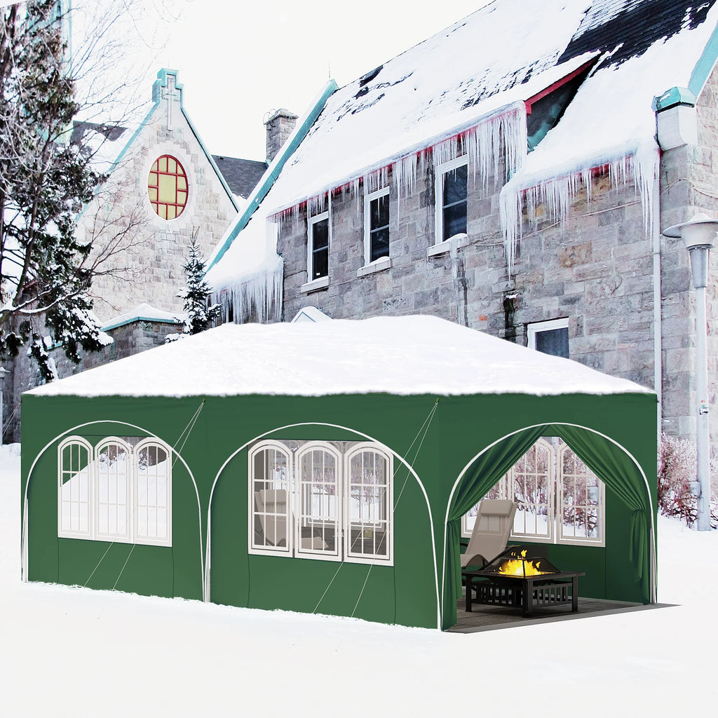 Folding Pavilion Gazebo 3x6m Garden Canopy with 6 Sidewalls Adjustable Height