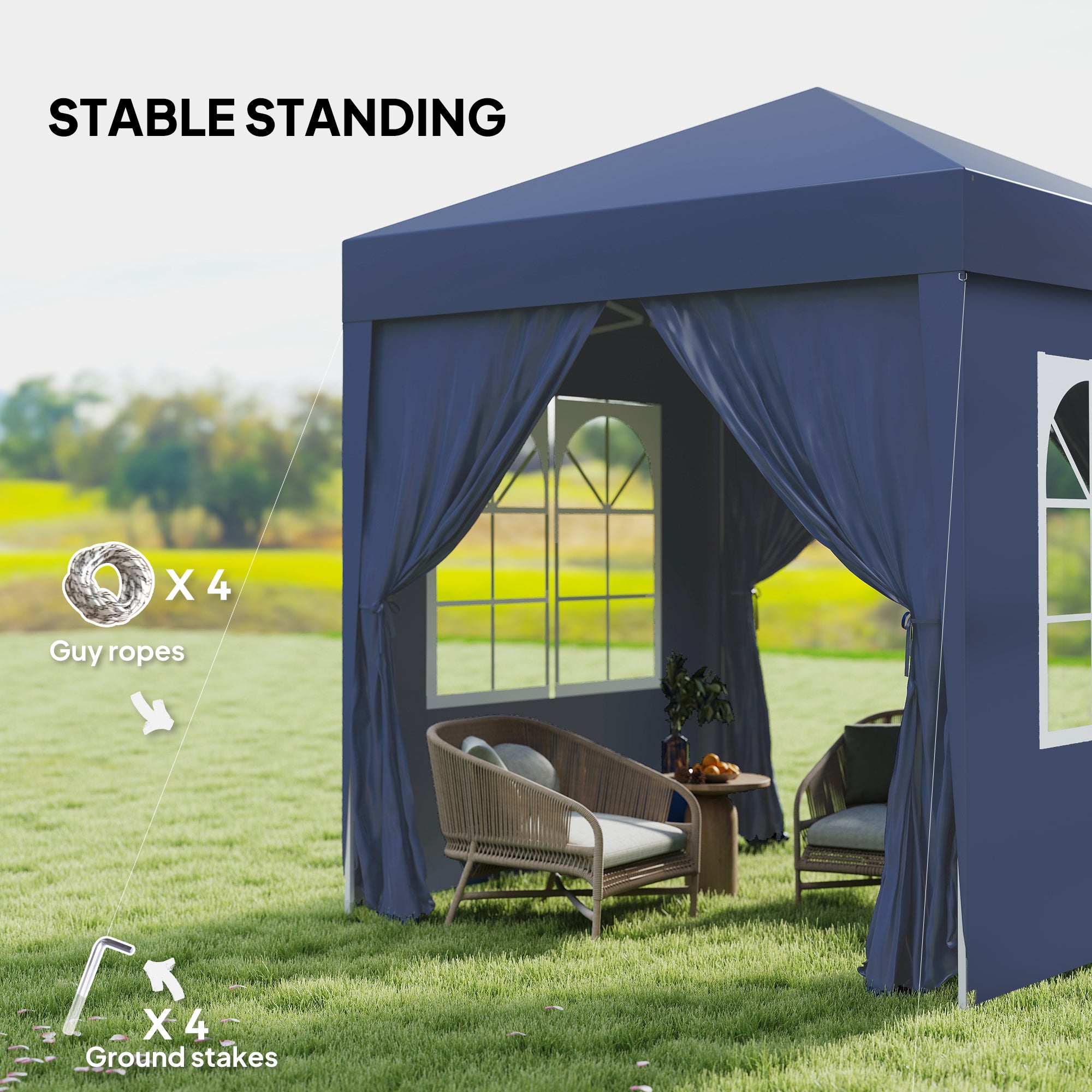 2 x 2 m Garden Pop Up Gazebo,  Water Resistant