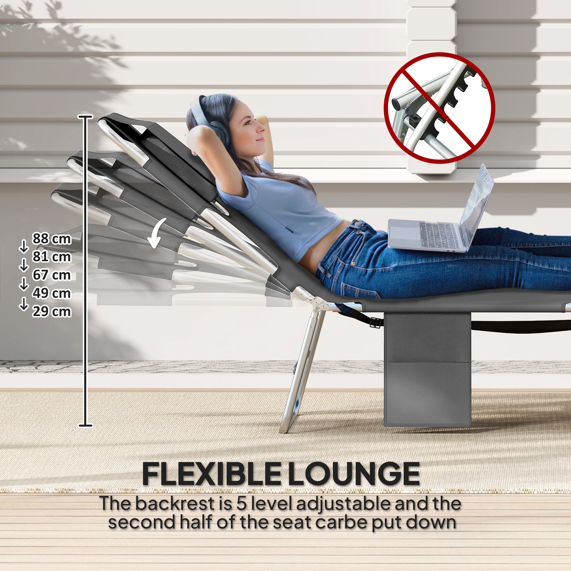 Foldable Sun Lounger/bed Adjustable