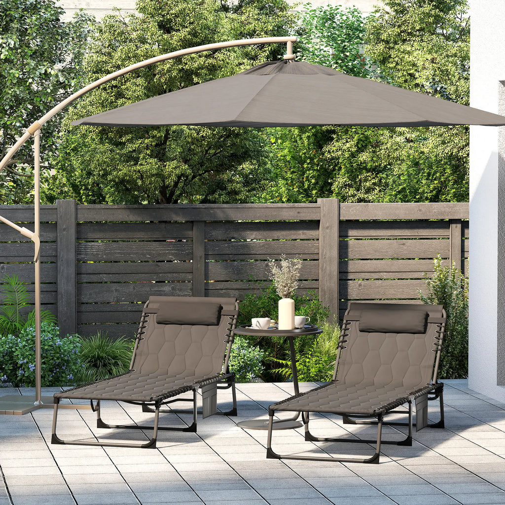 2 Piece Foldable Sun Lounger Set