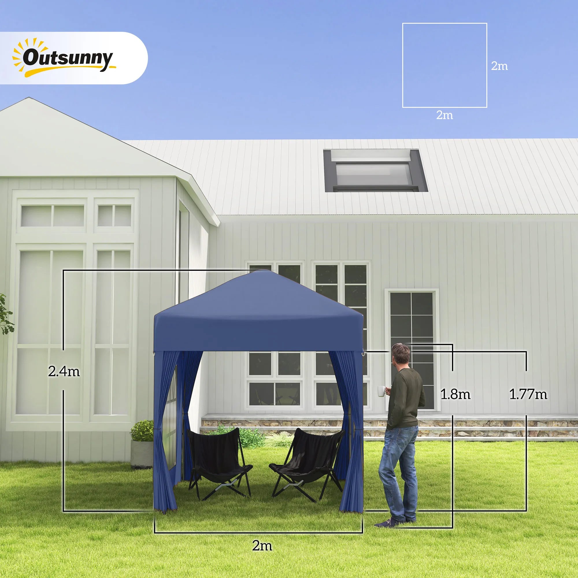 2 x 2 m Garden Pop Up Gazebo,  Water Resistant