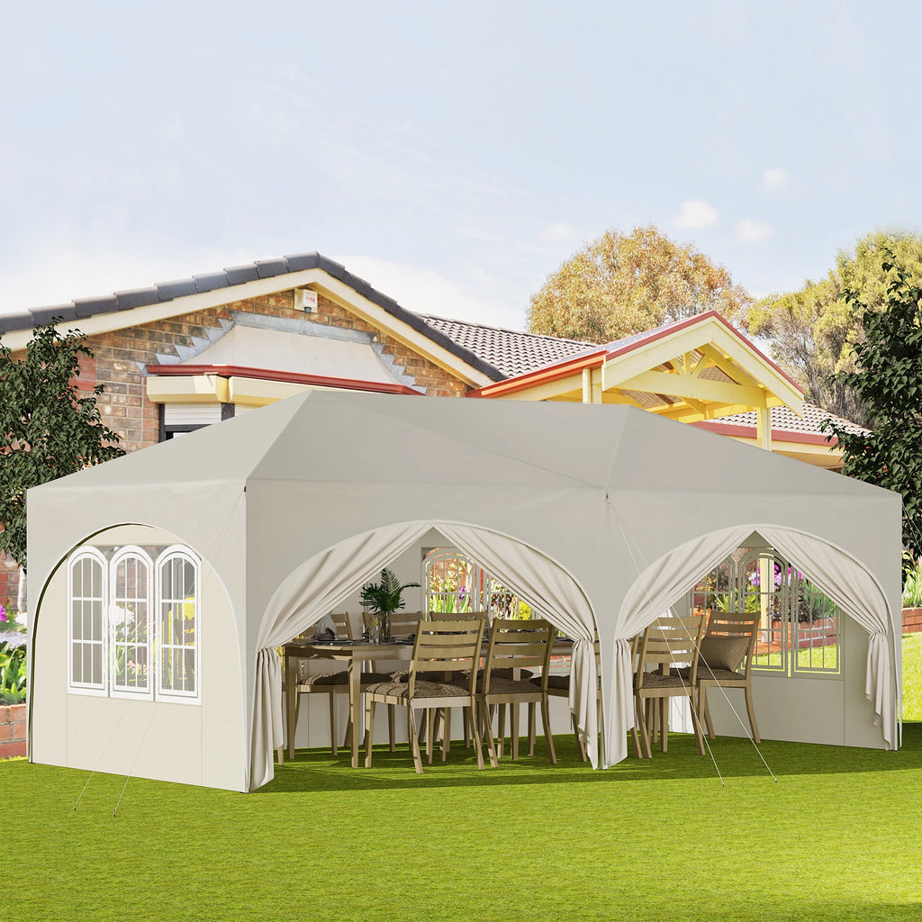 Folding Pavilion Gazebo 3x6m Garden Canopy with 6 Sidewalls Adjustable Height