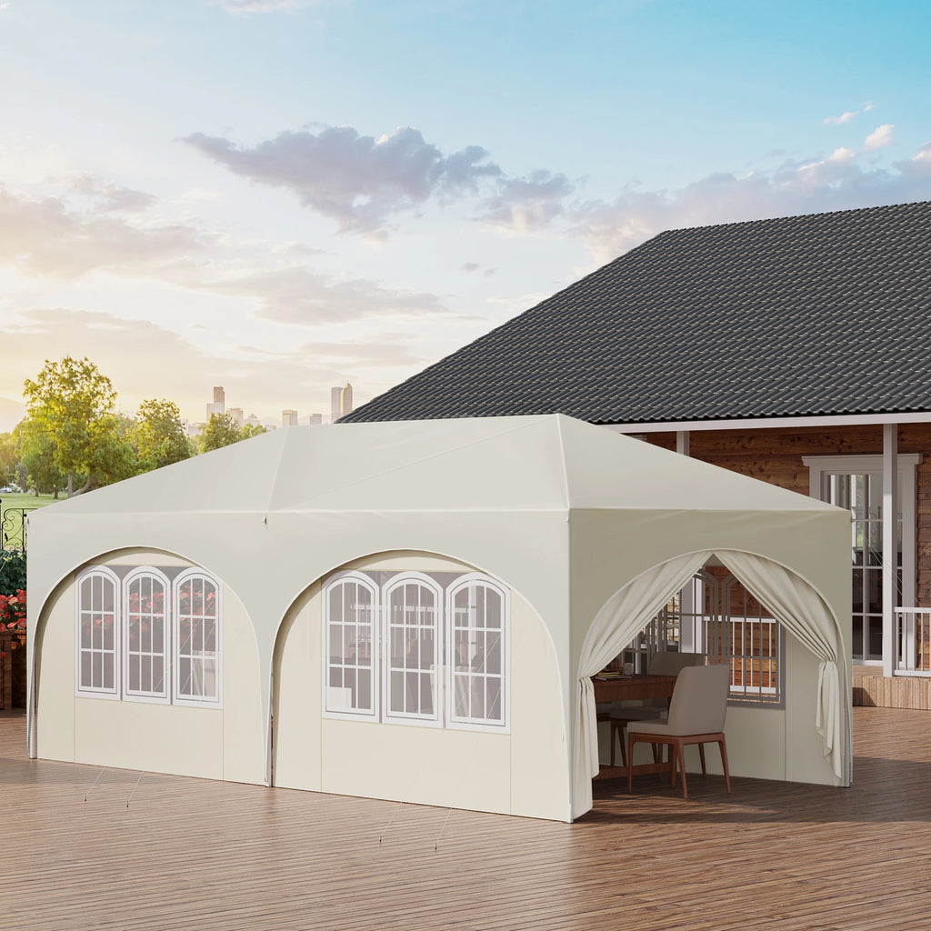 Folding Pavilion Gazebo 3x6m Garden Canopy with 6 Sidewalls Adjustable Height