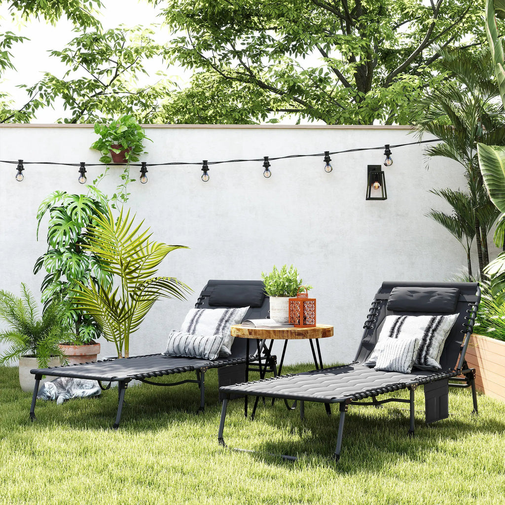 2 Piece Foldable Sun Lounger Set