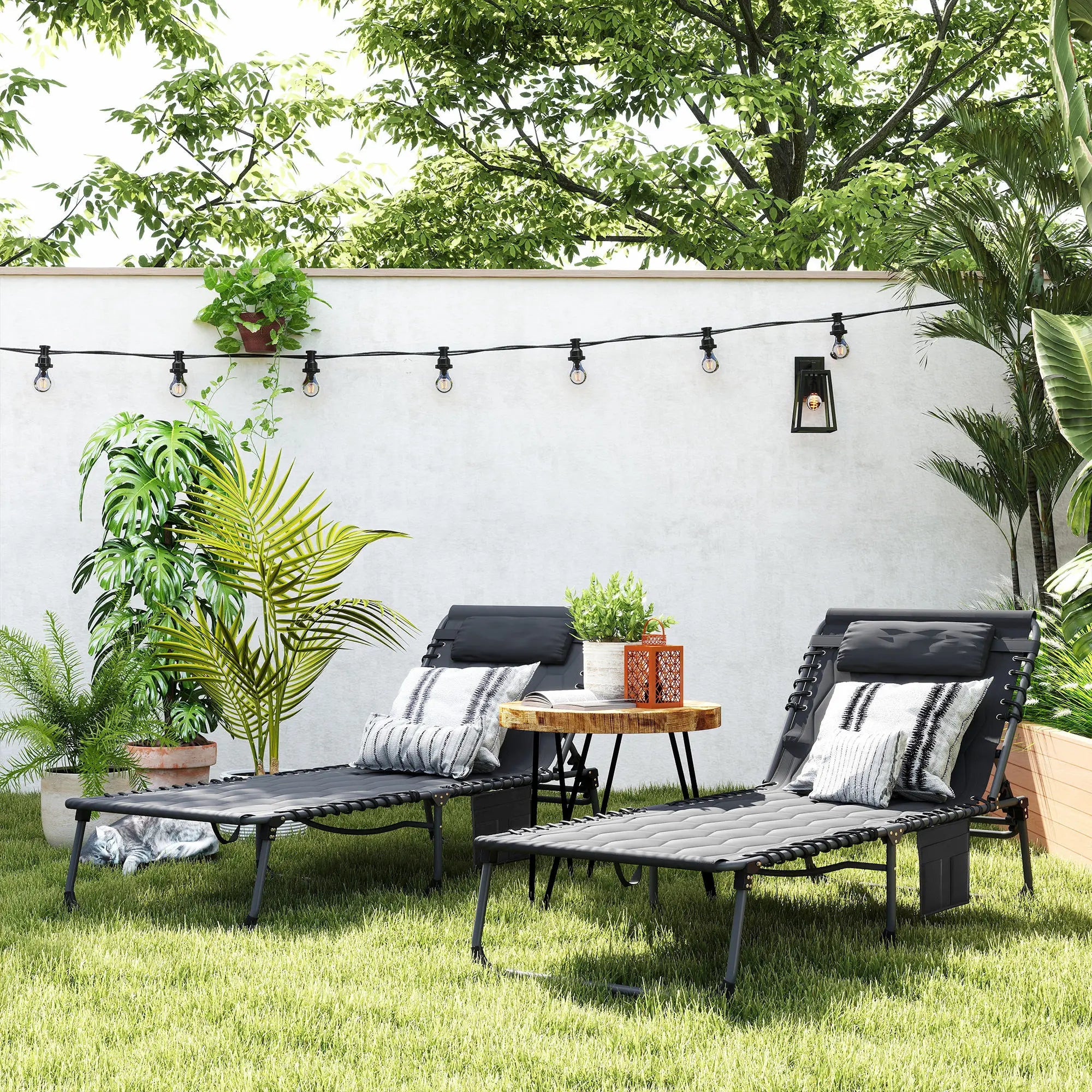2 Piece Foldable Sun Lounger Set