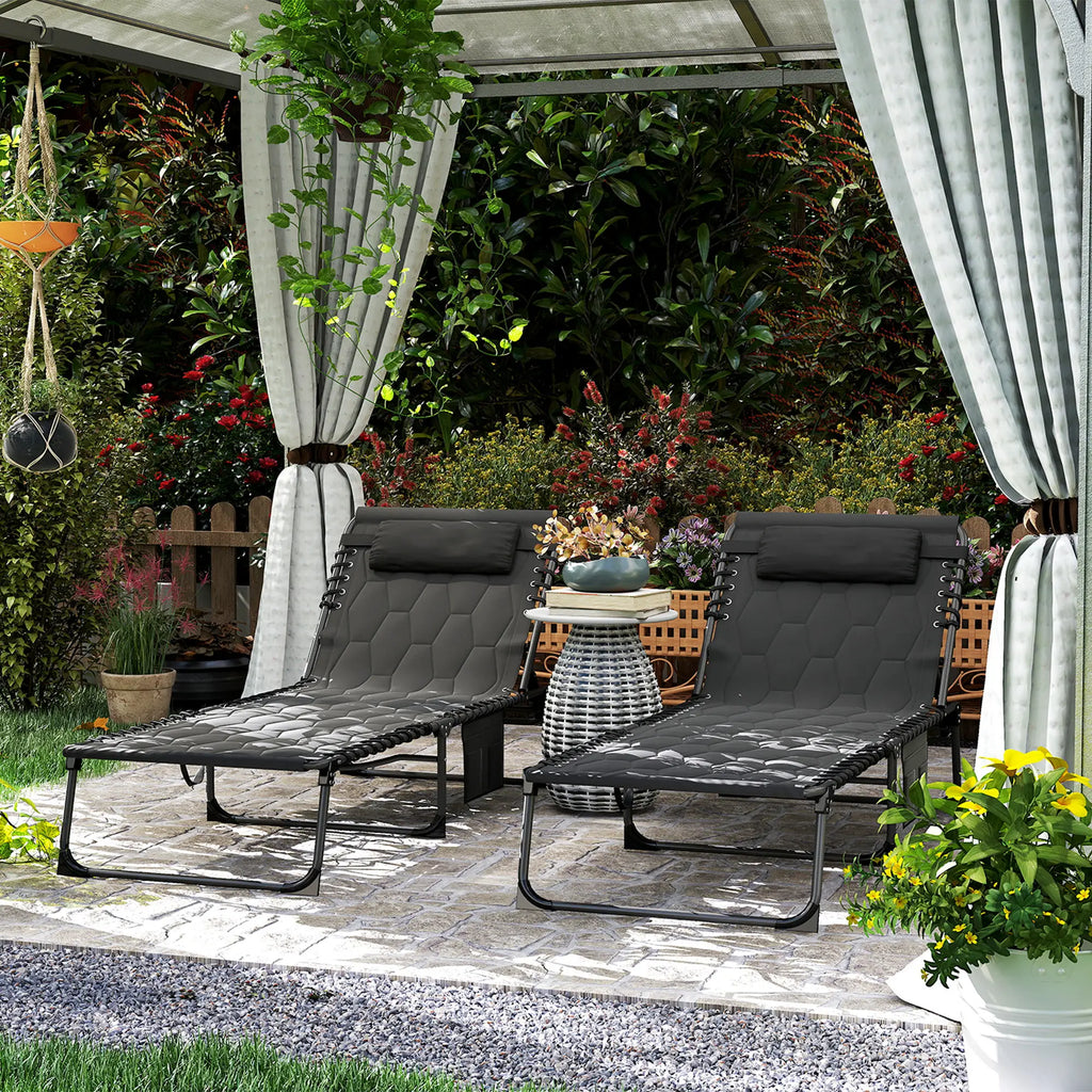 2 Piece Foldable Sun Lounger Set
