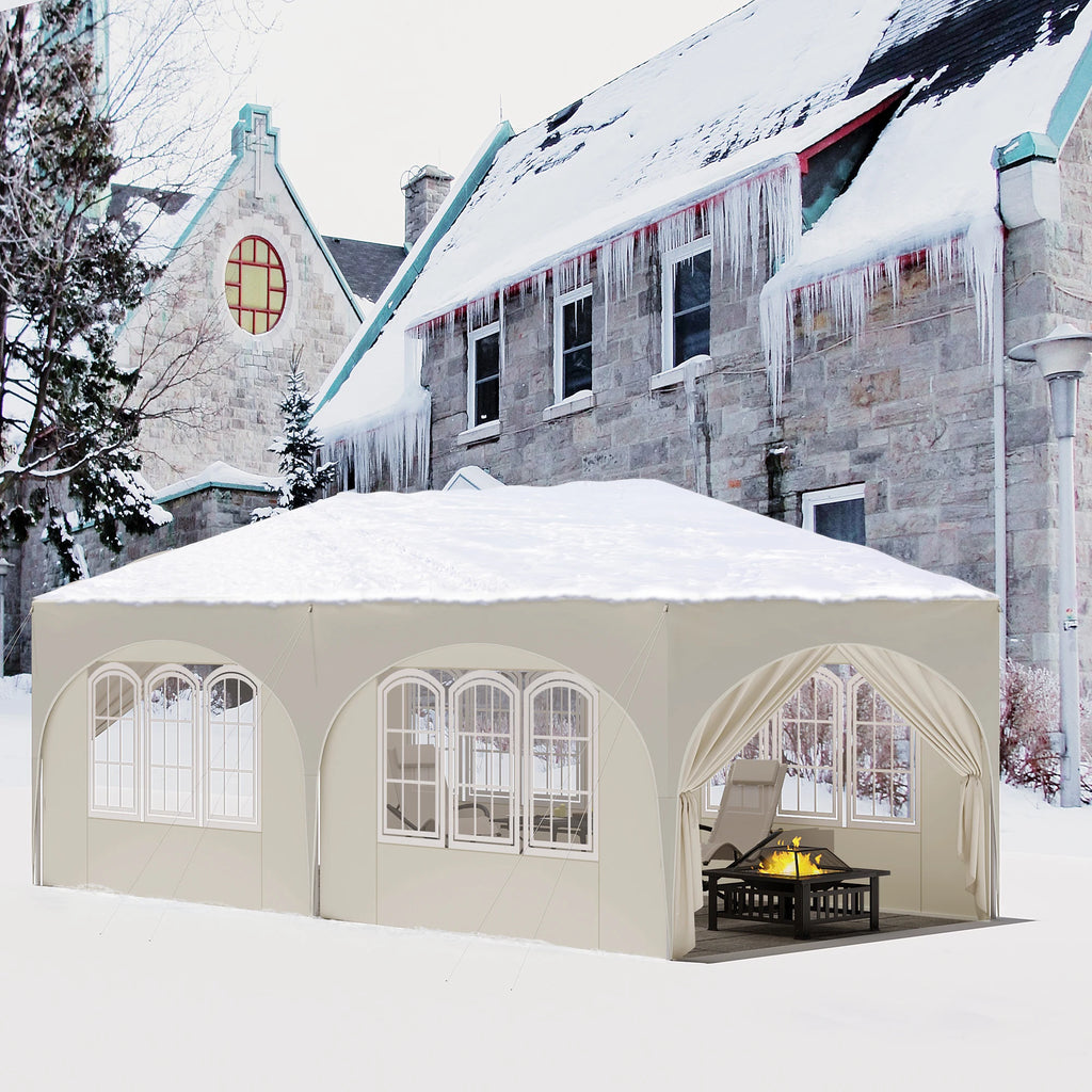 Folding Pavilion Gazebo 3x6m Garden Canopy with 6 Sidewalls Adjustable Height