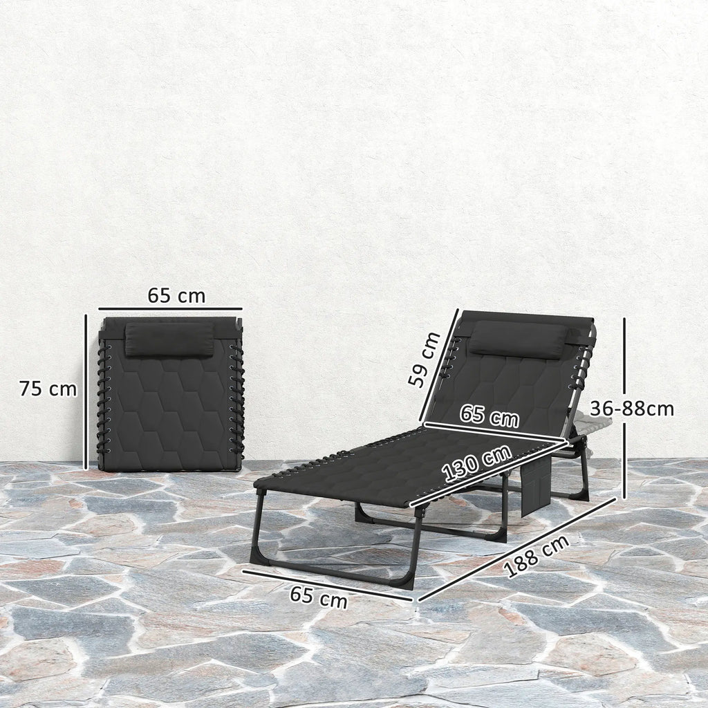 2 Piece Foldable Sun Lounger Set