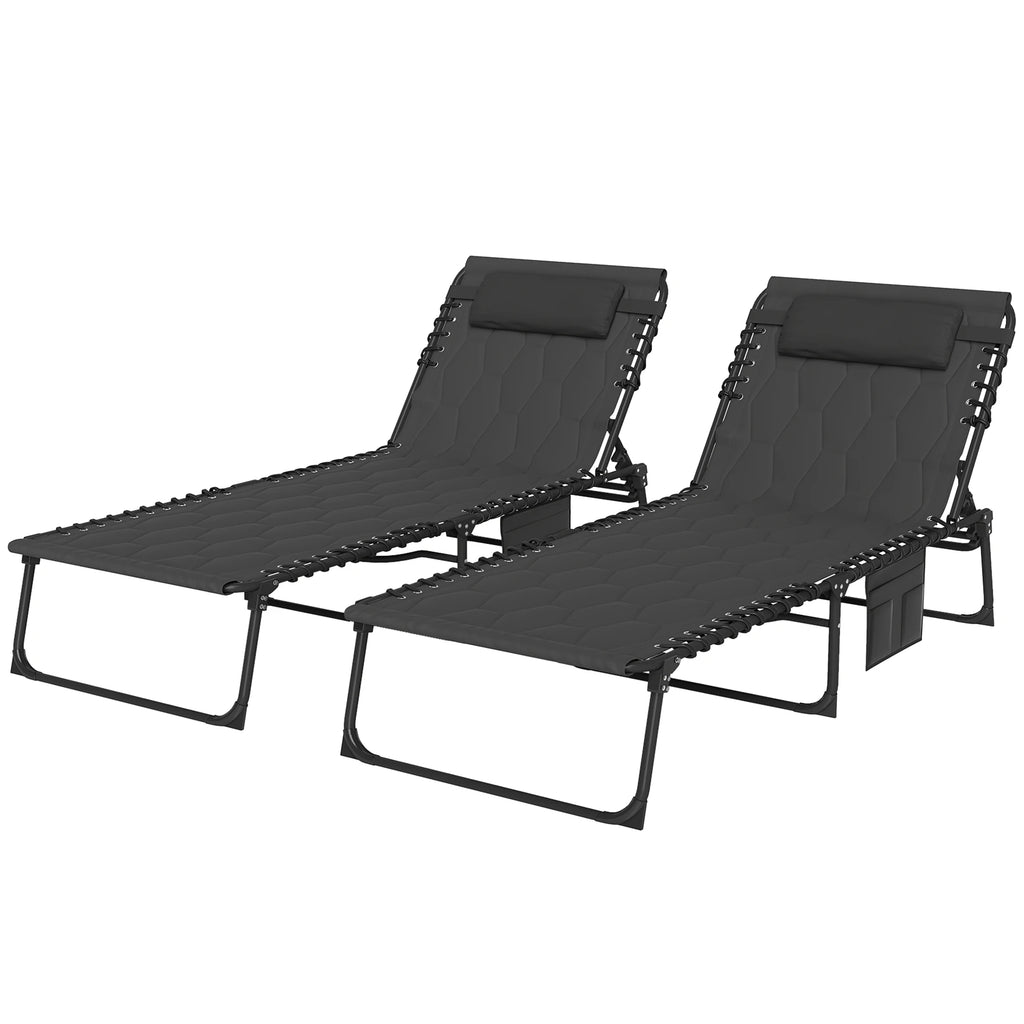 2 Piece Foldable Sun Lounger Set