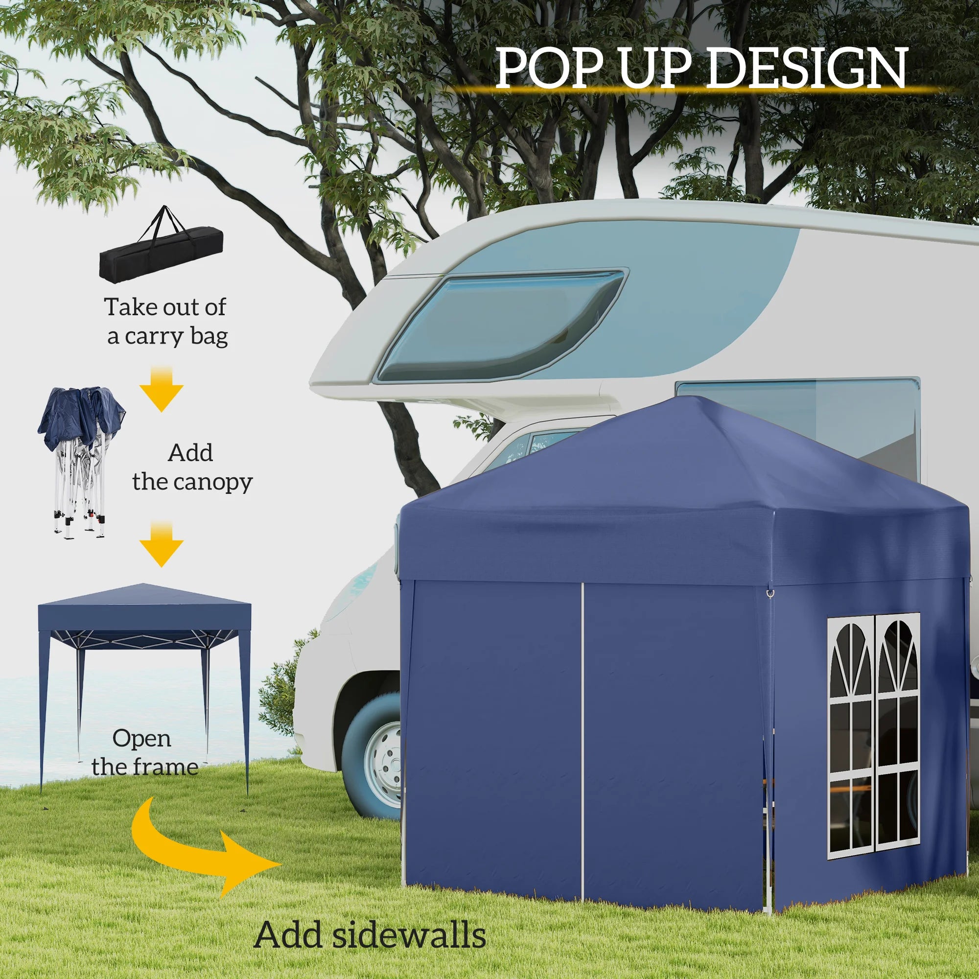 2 x 2 m Garden Pop Up Gazebo,  Water Resistant
