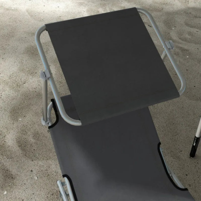 Sun Lounger Set of 2, 4-Level Adjustable Backrest