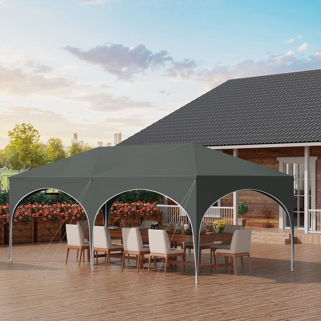 Folding Pavilion Gazebo 3x6m Garden Canopy with 6 Sidewalls Adjustable Height