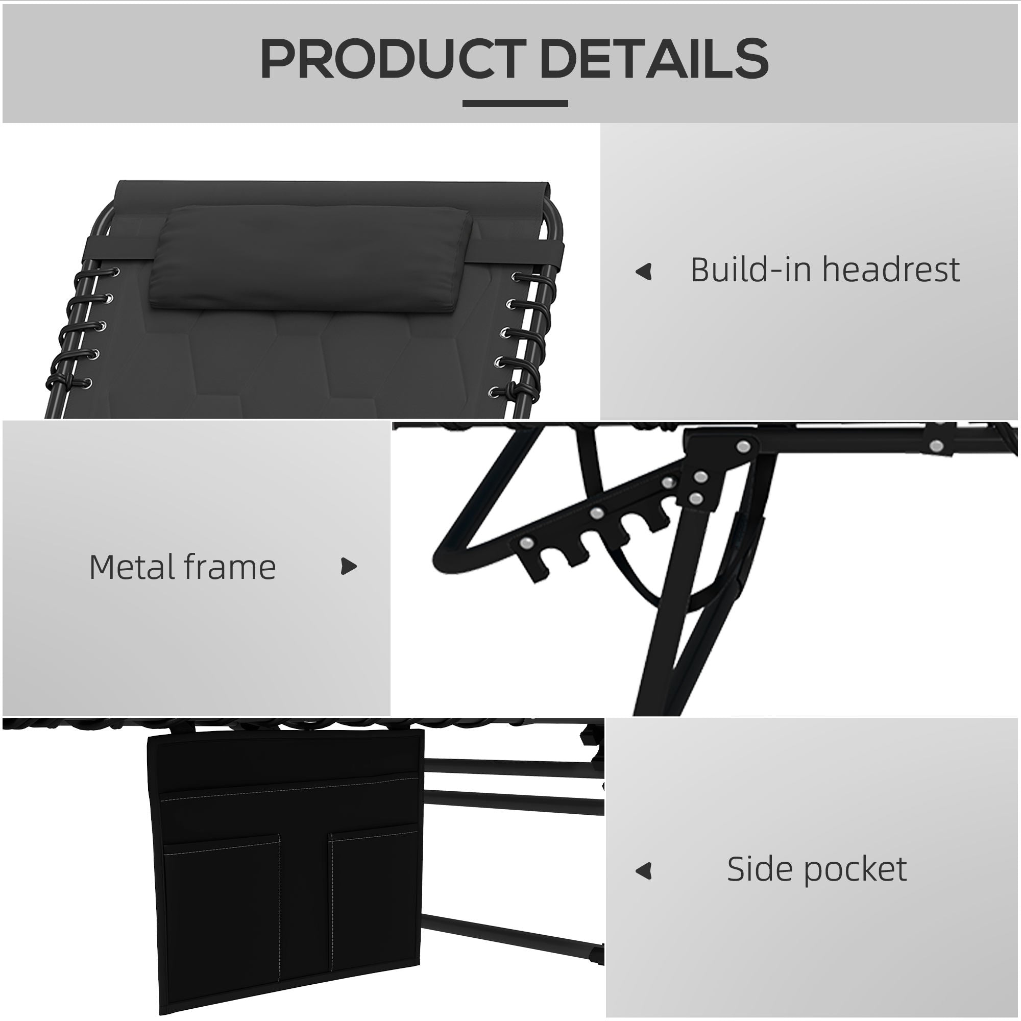2 Piece Foldable Sun Lounger Set
