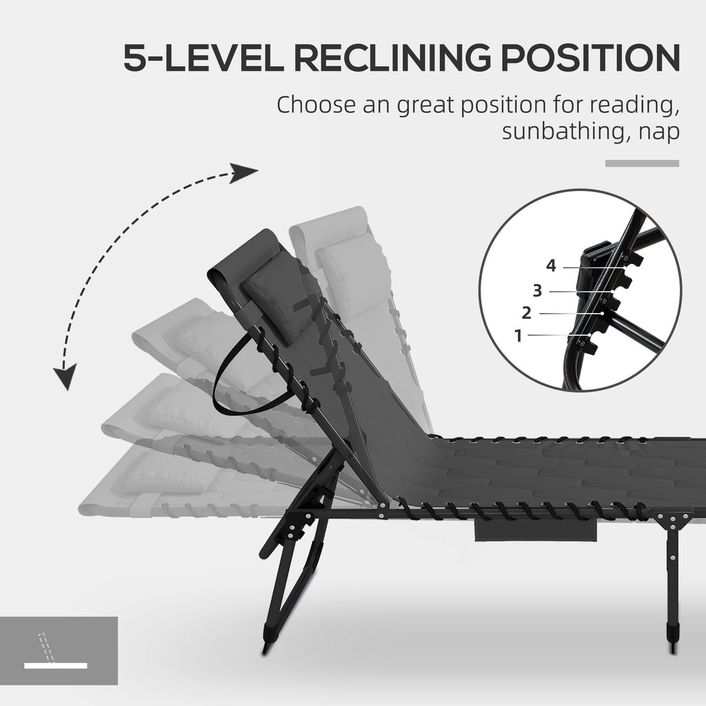 2 Piece Foldable Sun Lounger Set
